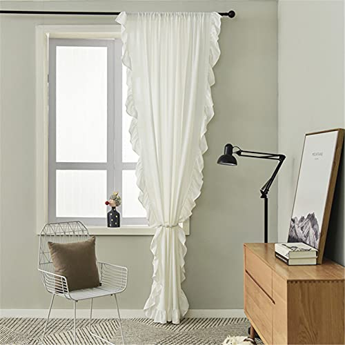 SWECOMZE 1er-Pack Vorhänge Boho Vintage Rüschengardine Shabby Chic Gardine Schal Vorhang Fensterschal für Wohnzimmer Schlafzimmer (Weiß,BxH:150 * 240cm)