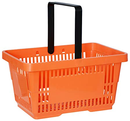 Elipo® Einkaufskorb Tragekorb Handelskorb Verkaufskorb Handkorb 22L Kunststoff Korb mit Griff 30kg (Orange)