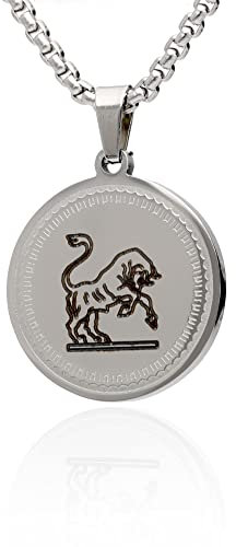 LaraZeidler Berlin Sternzeichen Kette individuelle Namen Datum Gravur auf der Rückseite für Damen und Herren Edelstahl mit Tierkreis Sternbild Zodiac Anhänger Stier