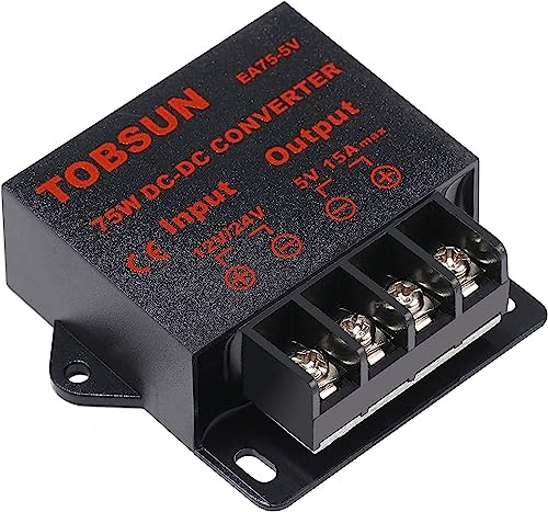 VOLRANTISE DC 12V 24V a 5V 15A Convertidor DC Reductor de voltaje Regulador reductor de voltaje Buck Convertidor Fuente de alimentación Módulo transformador de voltios (12V/24V a 5V 15A)