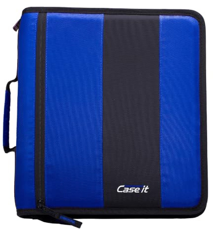 Case-It The Classic D-251 Ordner mit Reißverschluss, 5,1 cm, mehrere Taschen, Kapazität 350 Blatt, mit Schultergurt, Mitternachtsblau
