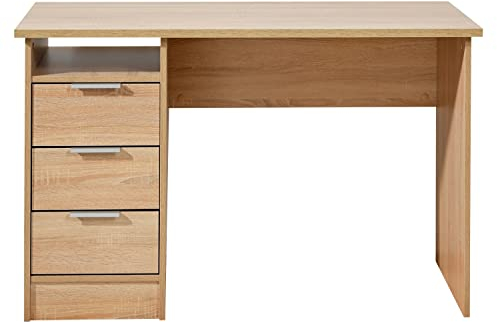 Home4You Schreibtisch - Eiche Sonoma Dekor - 120 x 55 cm - 1 Ablagefach - 3 Schubladen
