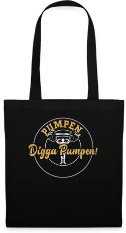 DesignsByJnk5 Stoffbeutel Unisex Fitness | Pumpen, Digga Pumpen! Tragetasche Gym Spruch | Bodybuilding lustige Sprüche Jutebeutel Geschenkidee Fitness