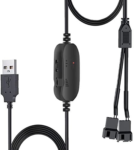 Delinx 8W DC 12V PC Cooling Fan Speed Control,USB to Dual 3-Pin 4-Pin Fan Power Adapter Cable,DC 5V Step up 5-12V Adjustable,with 2-Way Splitter Cable