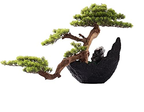 SUNESA Kunstbaum Künstlicher Bonsai-Baum for den Innenbereich, simuliertes Grün, Bonsai-Holz, dekorativer Bonsai mit Harz-Blumentopf for Zuhause, Büro, Schreibtischdekoration Künstliche Pflanzen