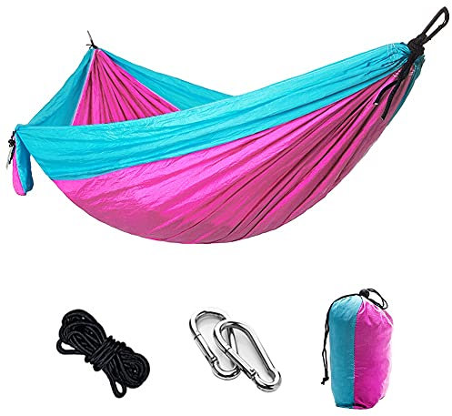 Tragbare Outdoor-Hängematten, Einzel- und Doppel-Hängematte, tragbare Camping-Fallschirm-Stoff-Hängematte, Garten, Outdoor, Freizeit, Schlafen, Schaukel, Reisen, Hängebett, Reise-Hängematten für Cam