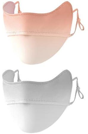 CCAIPU Gesichtsmaske für Sonnenschutz, Wiederverwendbare, waschbare und atmungsaktive Gesichtsmaske UV-Schutz Gesichtsmaske Motorrad Radfahren Sport Maske für Outdoor (A-Rosa/Grau)