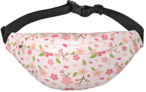 Rosa Blumen Bauchtasche für Damen und Herren, Hüfttasche, Verstellbarer Gürtel, lässige Brusttasche, Bauchtaschen für Reisen, Wandern, Hüfttaschen