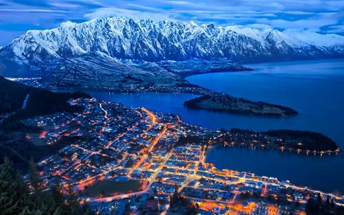 Jigsaw Puzzles For Adults 1000 Queenstown New Zealand Illuminated Aerial View 75 * 50Cm
