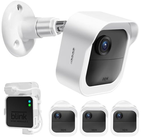 Blink Outdoor Camera Wall Mounts, 3 Pack Weatherproof Protective Housing and 360 Degree Adjustable Mount with Blink Sync Module 2 Mount (Blink Camera Not Included) (White)