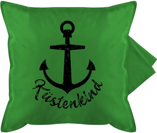 Shirtracer Kissenbezug - Statement - Küstenkind mit Anker - schwarz - 50 x 50 cm - Grün - sofakissen maritim Statement-Kissen Statements Maritime Pillow Kissen nordsee sprüche nautisch kissenhüllen