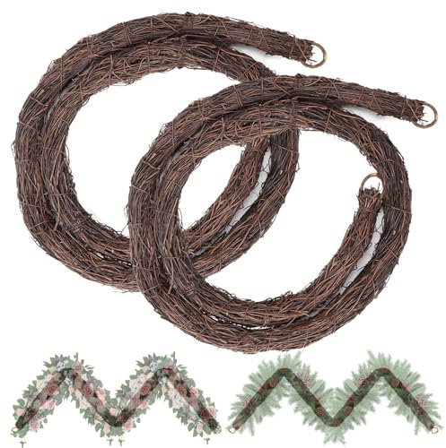 Temfmy Natural Grapevine Garland 6 FT with Hooks for DIY Crafts and Decor - 2 Pcs St Patrick's Day Grapevine Vine Wreath Making Supplies