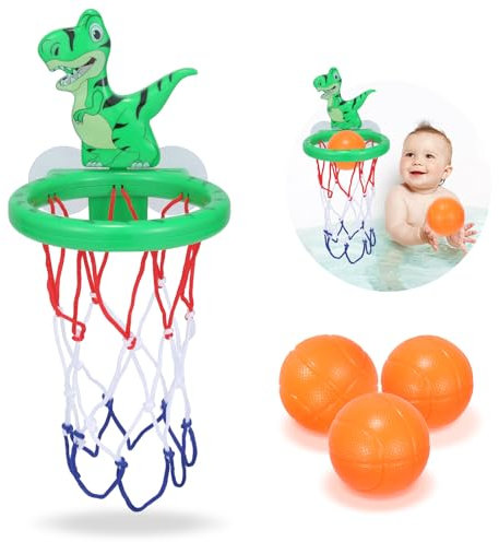 GZCY Juguetes de baño, aro de baloncesto con 3 pelotas suaves y sin moho, para niños de 1+ años
