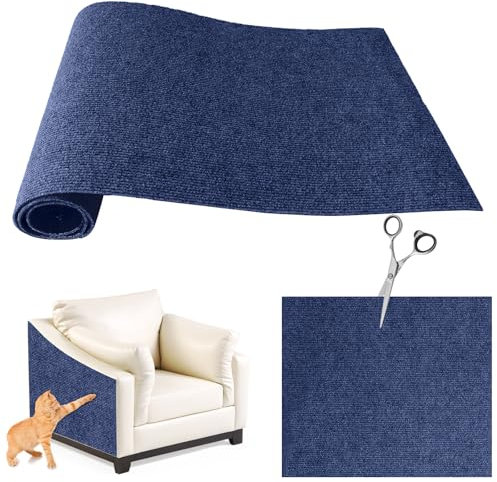 Selbstklebend kratzmatte Katze, Kratzbretter Katze, DIY Kratzbrett, Kratzschutz Sofa Ideal für kratzteppich Katzen, Katzenkratzbretter, Kratzwand 200x40cm (blau)