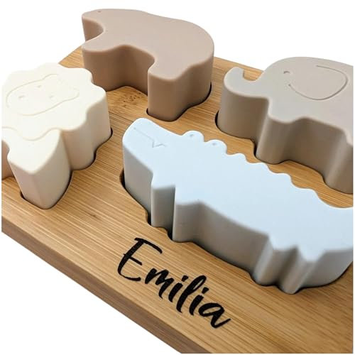 C|UTE - Steckspiel & personalisiertes Puzzle mit Namen als Gravur - Personalisierte Geschenke Baby 1 Jahr - Geschenk zur Taufe, Geburt oder Geschenk 1. Geburtstag Mädchen/Jungen
