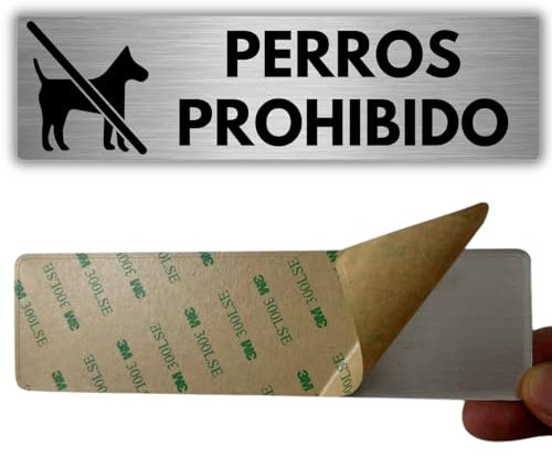 LEIASA | Señal Adhesiva Perros Prohibido - 5x18 cm - Grosor 0.8 mm - Aluminio - Rótulo No Se Admiten Perros - Signo Zona Prohibida para Perros - Cartel Adhesivo 3M - Prohibido Mascotas