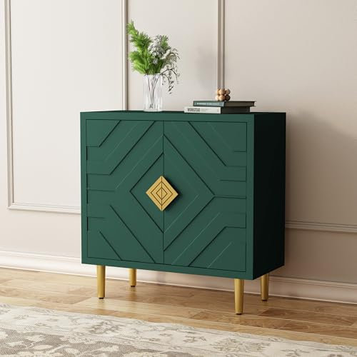HOLTICO Kommode Sideboard mit 2 Türen, Küchenschrank, Aufbewahrungsschrank Schrank für Wohnzimmer, Küche, Schlafzimmer-Grün