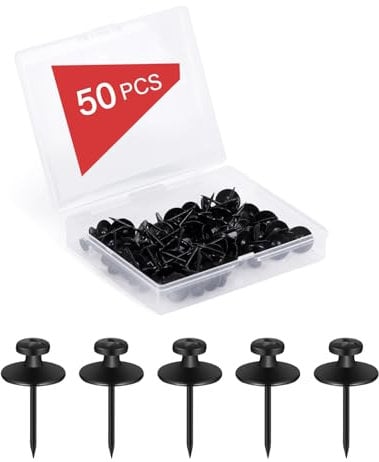 BoxedHome 50 Pcs Double-Headed Picture Hangers Nails, Decorative Push Pin, Hanging Wall Tacks, Hangers Nails for Home Classroom Office Study Room Drywall (Black)