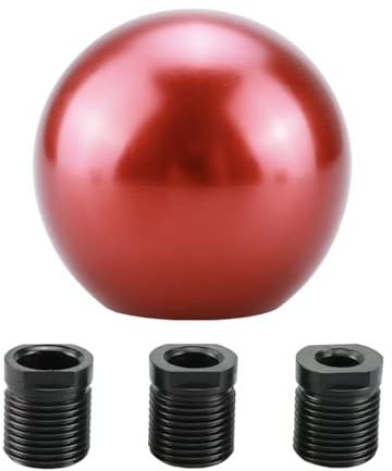 CGEAMDY Aluminium-Legierung 5-Gang-Schaltknauf Für Auto-Modifikation, Schaltknauf Auto Universal Handschaltknauf Schaltkopf Runde Kugelform, Aluminium-Schaltköpfe Für Kraftfahrzeuge(Rot)