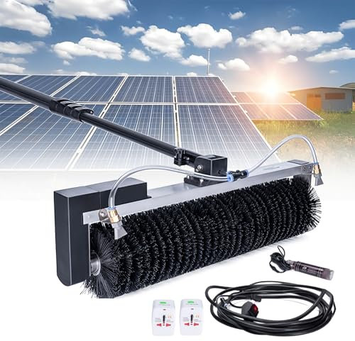 Brosse et Perche de Nettoyage pour Panneaux Solaires (Longue Portée) de 3,5 M/5,5 M/7,5 M, Kit de Nettoyage de Perche Extensible Alimenté en Eau, équipement de Nettoyage Photovoltaïque,5.5M/18Ft