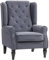 HOMCOM Retro Accent Chair, Wingback Armchair with Wood Frame Button Tufted Design for Living Room Bedroom, Charcoal Grey