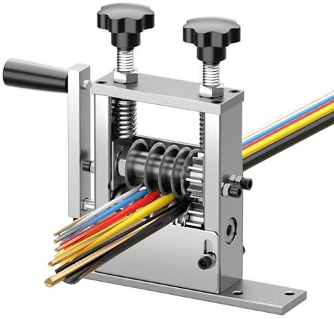 Manual Wire Stripper Machine, Cable Stripper Machine with 6 Channel & 5 Blades for 1-17mm, Copper Cable Stripping Tool with Hand Crank or Drill Powered, Wire Peeler for Copper Scrap Recycling