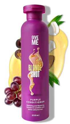 Give Me Cosmetics Purple Conditioner, Blonde Shot Enhancing Toning, No Yellow for Coloured Hair, Free from Sulphate Silicone Paraben, Enriched with Coconut and Argan Oil
