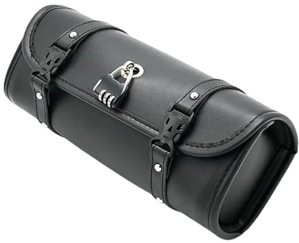 Générique Borsa a barilotto da moto - Design in pelle PU retrò, supporto portaoggetti per sella resistente all'acqua | Borsa per attrezzi da manubrio con serratura, elegante borsa per Utility