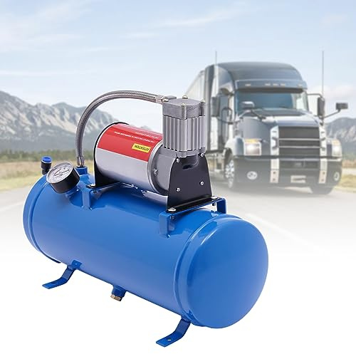 Kompressor Silent, 6L Fflüsterkompressor mit 3.8m Schlauch, ölfrei & Wartungsarm, Arbeitsdruck max. 100 Psi, DC 12V Luftkompressor für Automobilreifen, Automobilmotoren, Fahrräder