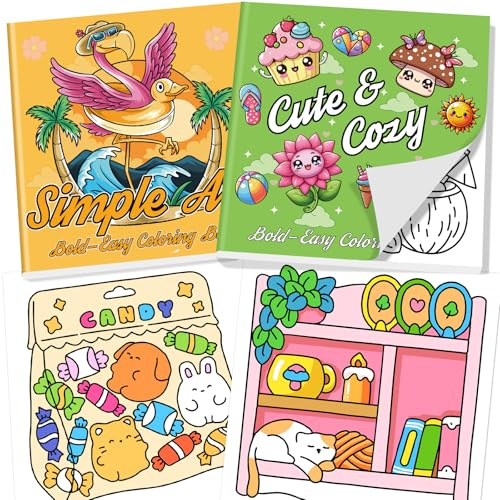 Elfew 2 Stück Cozy Malbuch für Erwachsene, Malbücher für Erwachsene Teenager und Kinder, Cozy Malbücher, Ausmalbuch für Senioren, Cozy Coloring Book