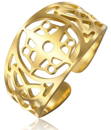Dreamtimes Kompass Ringe für Herren Edelstahl Nautischer Nordstern Marinekompass Segler Siegel Ringe Kompassschmuck für Damen (Gold)
