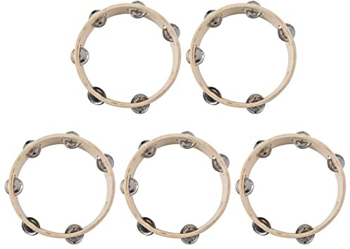 Uikdjgu 5X 8 Inch Musical Tambourine Tamborine Drum Round Percussion Gift for KTV Party