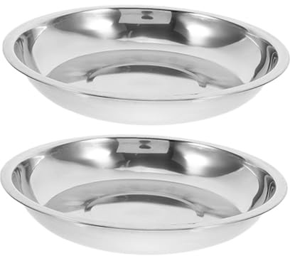 GALPADA 2 Stück Edelstahl Set Flache Hundenäpfe und Katzennäpfe Rostfrei Schnurrhaarfreundlich Leicht zu Reinigen für Kleine Haustiere als Futter Wassernapf