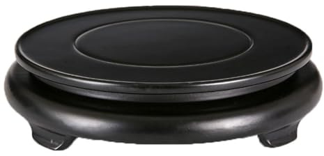 SHAARI Rotating Tray for Ornaments, Solid Wood Base, Hand-Carved, Wear-Resistant Suitable for Potted Plants, Ornaments Base Turntable(Diameter 28cm)