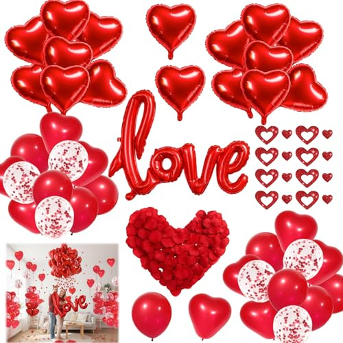 Will You be My Girlfriend, Valentines Day Decorations, 1121 Pcs Valentinstag Deko, Mit Herz Deko Und Rosenblättern Geeignet für Valentinstag, Heiratsanträge, Verlobungen und als Dekoration