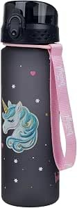 Baagl Kinder Trinkflasche Wasserflasche 500ml Schule Mädchen - Unicorn Gold | Diese auslaufsichere Tritan Getränkeflasche für Mädchen eignet sich ideal für Schule, Sport und Ausflüge.
