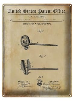Femer Blechschild Patent 30x40 cm Entwurf für eine Tabak-Pfeife Deko Schild