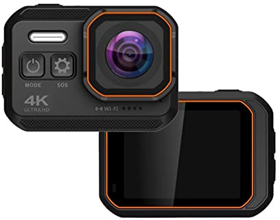 Caméra de vlogging, Caméra d'action 4K 1080P 60fps stabilisée IP68 sous-Marine étanche Casque Moto Sport vidéo Cam Moto vélo 16MP Webcam(NO SD Card)