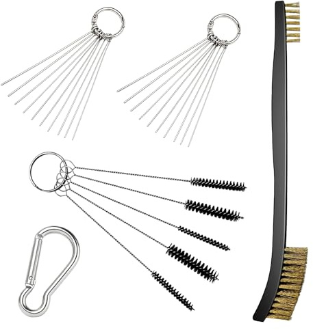 STRONGTHIUM Kit de Limpieza de Carburador con Cepillo de Cobre, Agujas y Cepillos de Nailon para Chicles de Moto, ATV, Motoazada, Limpiador de Boquillas 0,3-1,2 mm, 1 Set