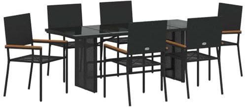 VIHHQGC Essgruppe für Außenbereich Garten Essgruppe Poly-Rattan Outdoor Esstischgruppe 7 pcs
