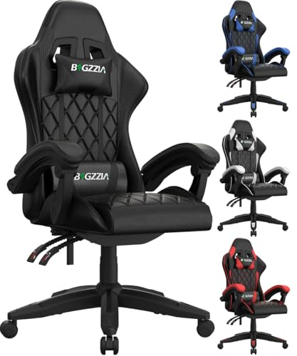 Racingreat Ergonomic Gaming Chair for Adults (Black) | Height Adjustable,Reclining,Headrest,Lumbar Support,Armrests,360°-Swivel