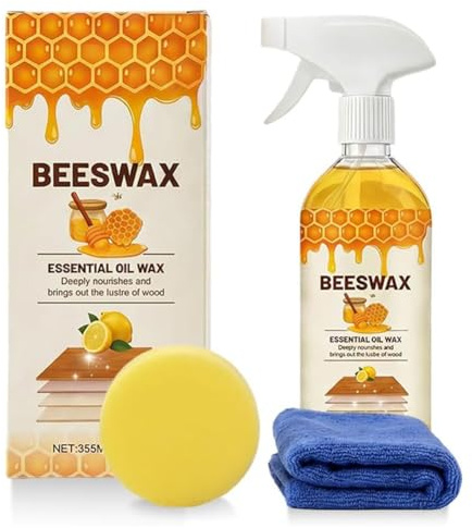 Beeswax Wood Polish Spray 355ml, Scratcherase Beeswax Floor Spray, Bienenwachs Spray für Holzmöbel, Natürlicher Bienenwachs Möbelpolitur, Bienenwachs-Holzpflegespray für Möbel, Böden & Schränke