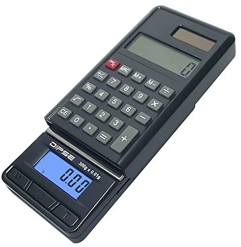 Dipse - Digitale Taschenwaage mit funktionierendem Solar Taschenrecher von 0,01g bis 300g