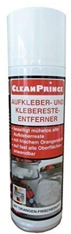 Aufkleber und Klebereste Entferner von CleanPrince 300 ml (0,3 Liter) Aerosol-Dose | Aufkleberrückstände Silikonreste Orangenreiniger Orangenduft Klebebandreste Haftetiketten Etiketten Löser