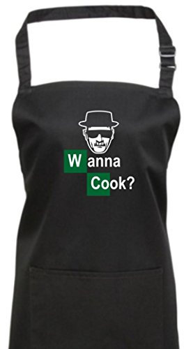 Shirtinstyle Kochschürze Latzschürze Breaking Bad Wanna Cook, Farbe Schwarz