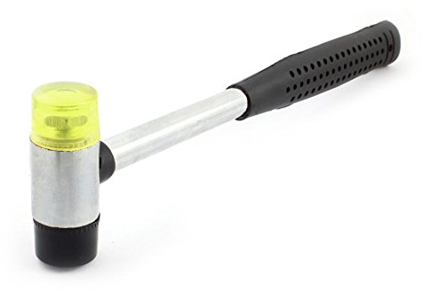 Sourcingmap 25mm Black Plastic Coated Grip Dual Head Rubber Hammer Household Tool