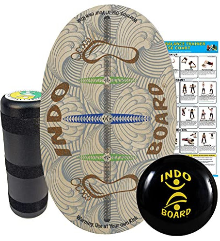 INDO BOARD Original Training Package - Barefoot Design - Balance Board for Fitness Training and Fun - Comes with 30 X 18 Deck, 6.5 Roller and 14 IndoFLO Cushion