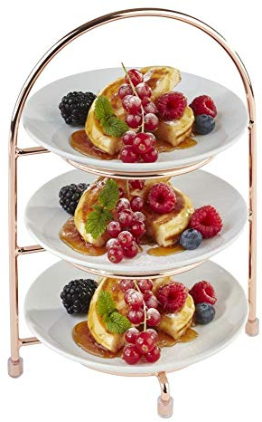 APS 33212 Serviergestell, für 3 Teller max. Ø 27 cm, innerer Ring Ø 18 cm, Metall hartverchromt, Kupfer-Look