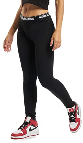 Urban Classics Damen Ladies Logo Leggings, Schwarz, S EU