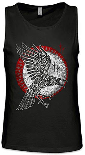 Urban Backwoods Norse Raven Herren Männer Tank Top Training Shirt Schwarz Größe S